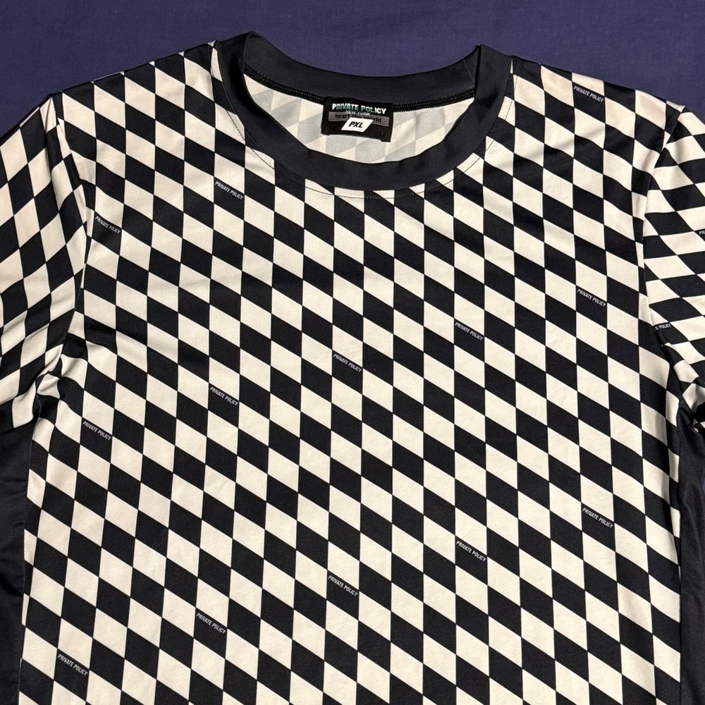 Private Policy NYC black and white checkerboard t-shirt - Picture 3 of 5